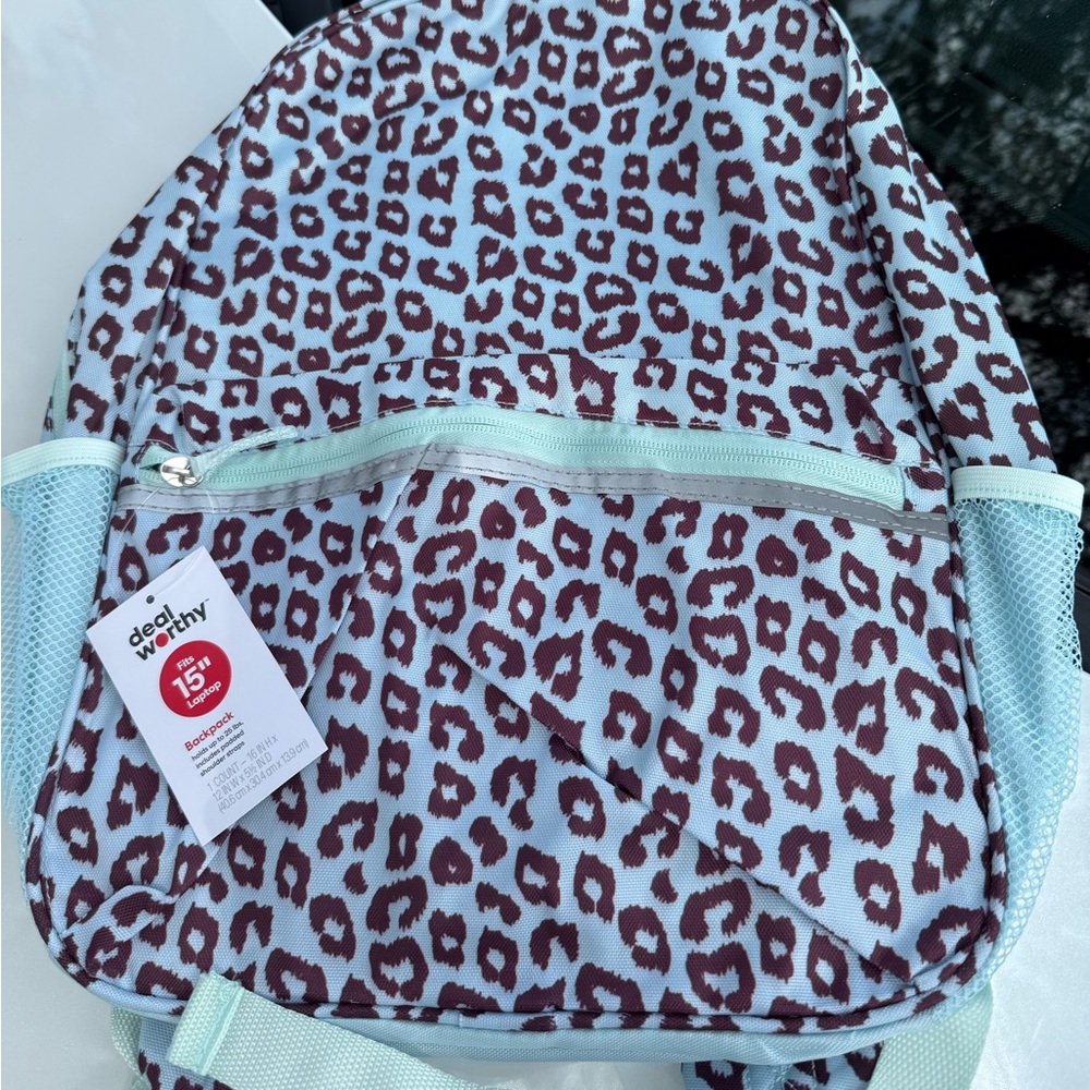 Leopard Print Kids Backpack, NEW